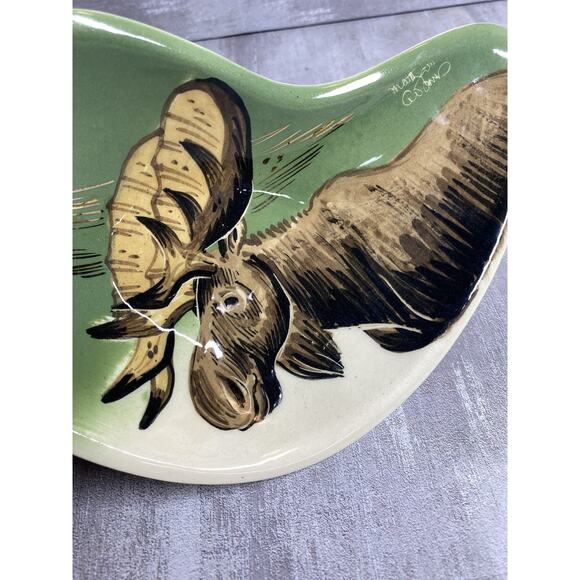 Vintage Matthew Adams Moose Alaska Pottery Signed Art Decor 1950s - Picture 4 of 7